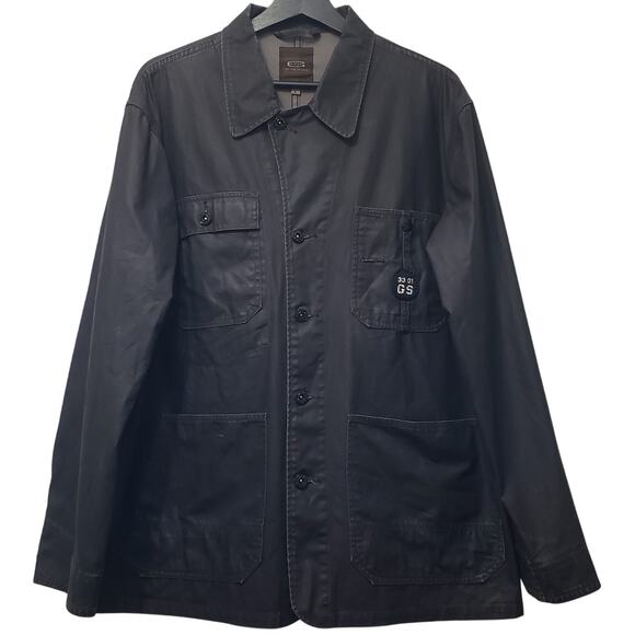G-STAR Chore Worker Jacket Field Coat Waxed Canvas Black Men's Large - Picture 1 of 16
